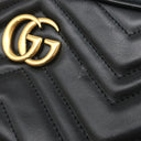 グッチ GUCCI GGマーモント チェーンショルダー 546581 ブラック レザー ショルダーバッグ ゴールド金具 黒 シェブロン キルティング