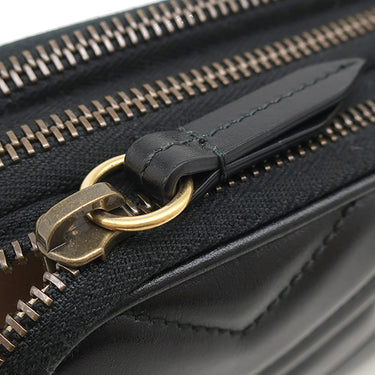 グッチ GUCCI GGマーモント チェーンショルダー 546581 ブラック レザー ショルダーバッグ ゴールド金具 黒 シェブロン キルティング