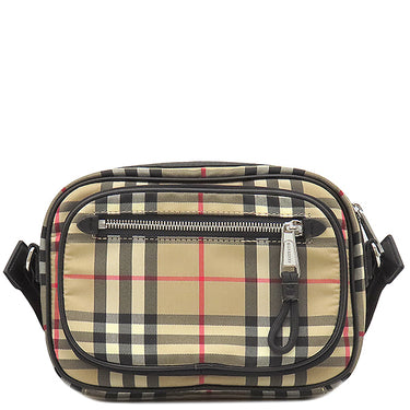 バーバリー BURBERRY ノバチェック クロスボディ 8010152 ベージュ×ブラック ナイロン レザー ショルダーバッグ シルバー金具 黒 斜め掛け