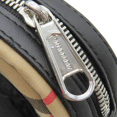 バーバリー BURBERRY ノバチェック クロスボディ 8010152 ベージュ×ブラック ナイロン レザー ショルダーバッグ シルバー金具 黒 斜め掛け