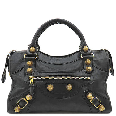 バレンシアガ BALENCIAGA ジャイアント シティ 173084 ブラック レザー 2WAYバッグ ゴールド金具 ハンドバッグ ショルダー 肩掛け ミラー付き