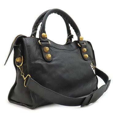 バレンシアガ BALENCIAGA ジャイアント シティ 173084 ブラック レザー 2WAYバッグ ゴールド金具 ハンドバッグ ショルダー 肩掛け ミラー付き