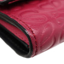 ロエベ LOEWE リピート スモール バーティカル ウォレット C499S97X04 ラズベリー カーフ エンボスシルクカーフ 三つ折り財布 シルバー金具 アナグラム エンボス加工