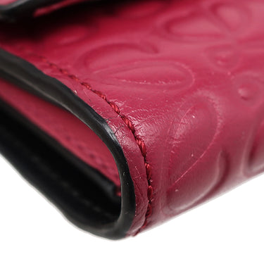 ロエベ LOEWE リピート スモール バーティカル ウォレット C499S97X04 ラズベリー カーフ エンボスシルクカーフ 三つ折り財布 シルバー金具 アナグラム エンボス加工