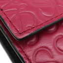 ロエベ LOEWE リピート スモール バーティカル ウォレット C499S97X04 ラズベリー カーフ エンボスシルクカーフ 三つ折り財布 シルバー金具 アナグラム エンボス加工