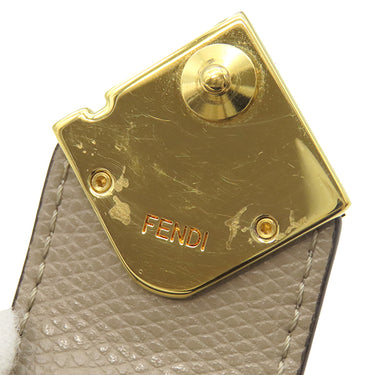 フェンディ FENDI FF ダイヤモンド 財布 グレー レザー 二つ折り財布 ゴールド金具 グレージュ コンパクトウォレット