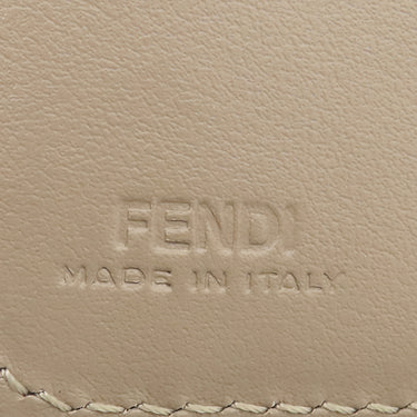 フェンディ FENDI FF ダイヤモンド 財布 グレー レザー 二つ折り財布 ゴールド金具 グレージュ コンパクトウォレット