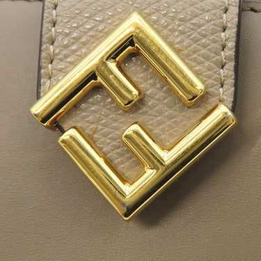 フェンディ FENDI FF ダイヤモンド 財布 グレー レザー 二つ折り財布 ゴールド金具 グレージュ コンパクトウォレット