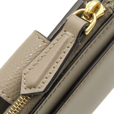 フェンディ FENDI FF ダイヤモンド 財布 グレー レザー 二つ折り財布 ゴールド金具 グレージュ コンパクトウォレット