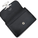 セリーヌ CELINE トリオンフ フラップ付き カードホルダー ブラック カーフ カードケース シルバー金具 黒 カード入れ 名刺入れ