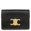 セリーヌ CELINE トリオンフ フラップ付き カードホルダー ブラック カーフ シャイニーカーフスキン カードケース ゴールド金具 黒 カード入れ 名刺入れ