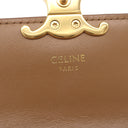 セリーヌ CELINE トリオンフ フラップ付き カードホルダー ブラウン系 カーフ シャイニーカーフスキン カードケース ゴールド金具 茶