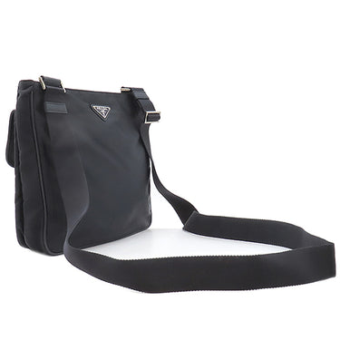 プラダ PRADA 三角ロゴ ショルダ― VA0269 NERO ナイロン レザー テスート サフィアーノ ショルダーバッグ シルバー金具 黒 斜め掛け
