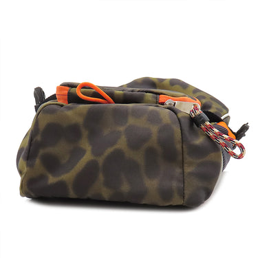 バーバリー BURBERRY レオ アニマルプリント ナイロン カーキ×オレンジ ナイロン ボディバッグ シルバー金具 アニマル柄 レオパード