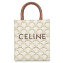 セリーヌ CELINE ミニ バーティカル カバ ホワイト レザー トリオンフキャンバス 2WAYバッグ ゴールド金具 白 トート ショルダー