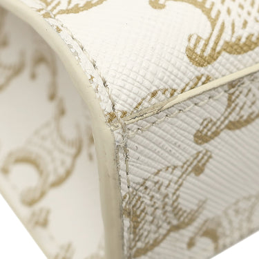 セリーヌ CELINE ミニ バーティカル カバ ホワイト レザー トリオンフキャンバス 2WAYバッグ ゴールド金具 白 トート ショルダー