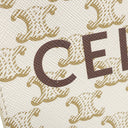 セリーヌ CELINE ミニ バーティカル カバ ホワイト レザー トリオンフキャンバス 2WAYバッグ ゴールド金具 白 トート ショルダー