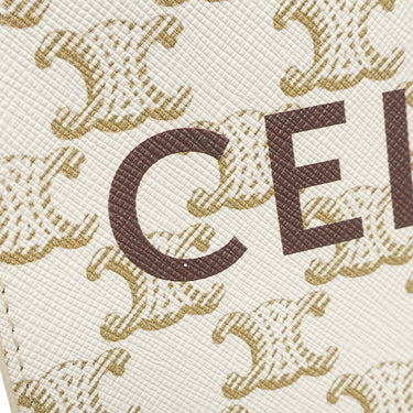 セリーヌ CELINE ミニ バーティカル カバ ホワイト レザー トリオンフキャンバス 2WAYバッグ ゴールド金具 白 トート ショルダー