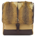 プラダ PRADA B10661 ナチュラル レザー キャンバス PELLICCIA WINTER ショルダーバッグ シルバー金具 ハムスター ファー 斜め掛け 茶