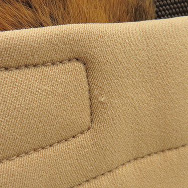 プラダ PRADA B10661 ナチュラル レザー キャンバス PELLICCIA WINTER ショルダーバッグ シルバー金具 ハムスター ファー 斜め掛け 茶