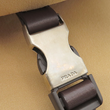 プラダ PRADA B10661 ナチュラル レザー キャンバス PELLICCIA WINTER ショルダーバッグ シルバー金具 ハムスター ファー 斜め掛け 茶