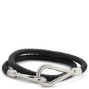 エルメス HERMES ジャンボ ブラック×シルバー レザー メタル チョーカー 二連ブレスレット