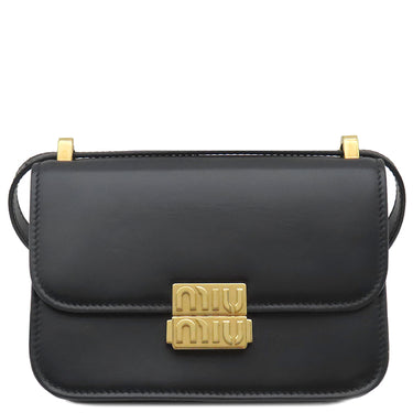 ミュウミュウ MIU MIU シティ 5BD254 ブラック レザー ショルダーバッグ ゴールド金具 黒