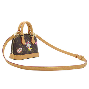 ルイヴィトン LOUIS VUITTON ナノ アルマ M12199 モノグラム×キャンディレッド モノグラムキャンバス ショルダーバッグ ゴールド金具 茶 ヴィヴィエンヌ ホリデー コレクション