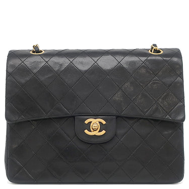 シャネル CHANEL マトラッセ 25 チェーン ショルダー ブラック ラムスキン ショルダーバッグ ゴールド金具 黒 Wフラップ