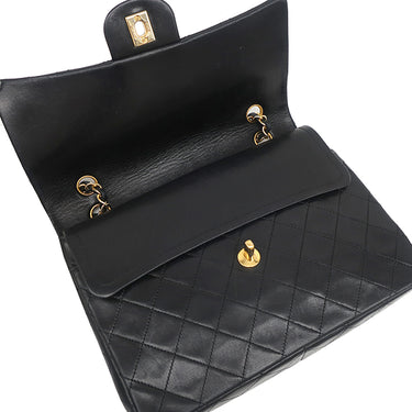 シャネル CHANEL マトラッセ 25 チェーン ショルダー ブラック ラムスキン ショルダーバッグ ゴールド金具 黒 Wフラップ