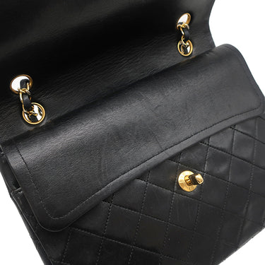 シャネル CHANEL マトラッセ 25 チェーン ショルダー ブラック ラムスキン ショルダーバッグ ゴールド金具 黒 Wフラップ