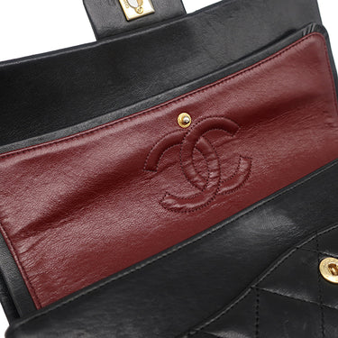 シャネル CHANEL マトラッセ 25 チェーン ショルダー ブラック ラムスキン ショルダーバッグ ゴールド金具 黒 Wフラップ