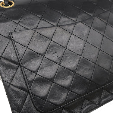 シャネル CHANEL マトラッセ 25 チェーン ショルダー ブラック ラムスキン ショルダーバッグ ゴールド金具 黒 Wフラップ