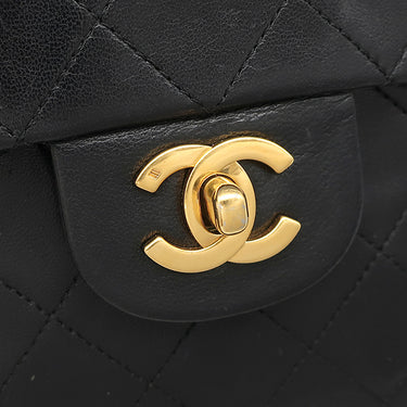 シャネル CHANEL マトラッセ 25 チェーン ショルダー ブラック ラムスキン ショルダーバッグ ゴールド金具 黒 Wフラップ