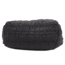 プラダ PRADA メタルロゴ ギャザー ブラック ナイロン レザー 2WAYバッグ シルバー金具 黒 トート ショルダーバッグ