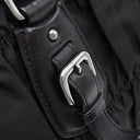 プラダ PRADA メタルロゴ ギャザー ブラック ナイロン レザー 2WAYバッグ シルバー金具 黒 トート ショルダーバッグ