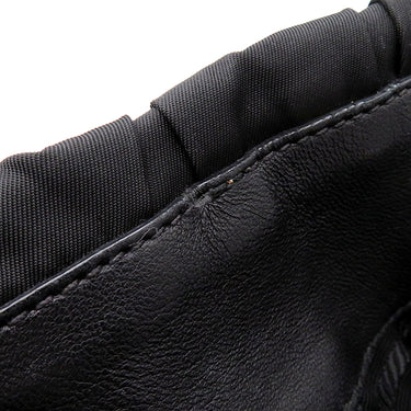 プラダ PRADA メタルロゴ ギャザー ブラック ナイロン レザー 2WAYバッグ シルバー金具 黒 トート ショルダーバッグ