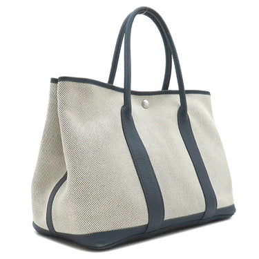 エルメス HERMES ガーデンパーティー PM ネイビー×ナチュラル トワルアッシュ ネゴンダ トートバッグ シルバー金具 紺 トワルH