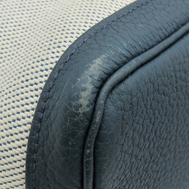 エルメス HERMES ガーデンパーティー PM ネイビー×ナチュラル トワルアッシュ ネゴンダ トートバッグ シルバー金具 紺 トワルH