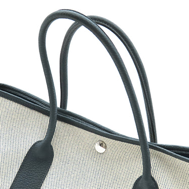エルメス HERMES ガーデンパーティー PM ネイビー×ナチュラル トワルアッシュ ネゴンダ トートバッグ シルバー金具 紺 トワルH