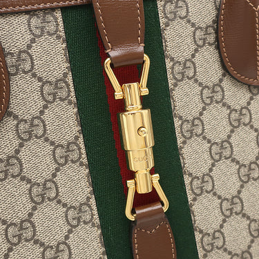 グッチ GUCCI ジャッキー1961 ミディアムトート 649016 ベージュXブラウン GGスプリームキャンバス レザー 2WAYバッグ ショルダーバッグ ウェブ シェリーリボン