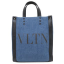 ヴァレンティノ VALENTINO VLTN ロゴ 2Y2B0B78 ブルー×ブラック デニム レザー 2WAYバッグ ブラック金具 青 黒 ショルダー トート スタッズ