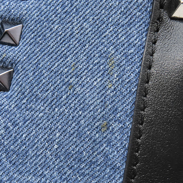 ヴァレンティノ VALENTINO VLTN ロゴ 2Y2B0B78 ブルー×ブラック デニム レザー 2WAYバッグ ブラック金具 青 黒 ショルダー トート スタッズ