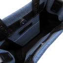 ヴァレンティノ VALENTINO VLTN ロゴ 2Y2B0B78 ブルー×ブラック デニム レザー 2WAYバッグ ブラック金具 青 黒 ショルダー トート スタッズ