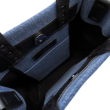 ヴァレンティノ VALENTINO VLTN ロゴ 2Y2B0B78 ブルー×ブラック デニム レザー 2WAYバッグ ブラック金具 青 黒 ショルダー トート スタッズ