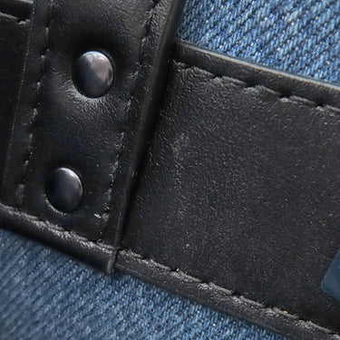 ヴァレンティノ VALENTINO VLTN ロゴ 2Y2B0B78 ブルー×ブラック デニム レザー 2WAYバッグ ブラック金具 青 黒 ショルダー トート スタッズ