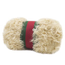 グッチ GUCCI ファー ウェブ ストライプ 759689 ベージュ ファー ポーチ シルバー金具 コスメティックケース クラッチバッグ