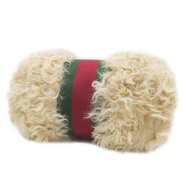 グッチ GUCCI ファー ウェブ ストライプ 759689 ベージュ ファー ポーチ シルバー金具 コスメティックケース クラッチバッグ