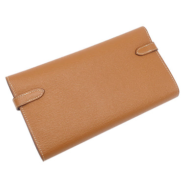 エルメス HERMES ケリーウォレット ロング ゴールド ヴォーエプソン 長財布 シルバー金具 茶