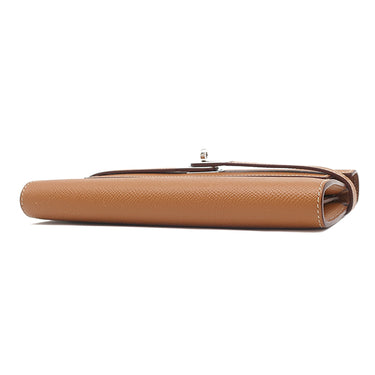 エルメス HERMES ケリーウォレット ロング ゴールド ヴォーエプソン 長財布 シルバー金具 茶